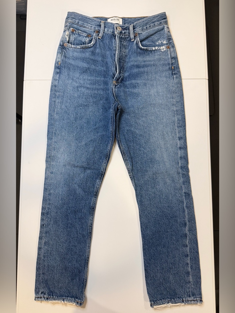 Agolde Riley High-Rise Straight Crop Jeans in Frequency Size 25 - Picture 2 of 10